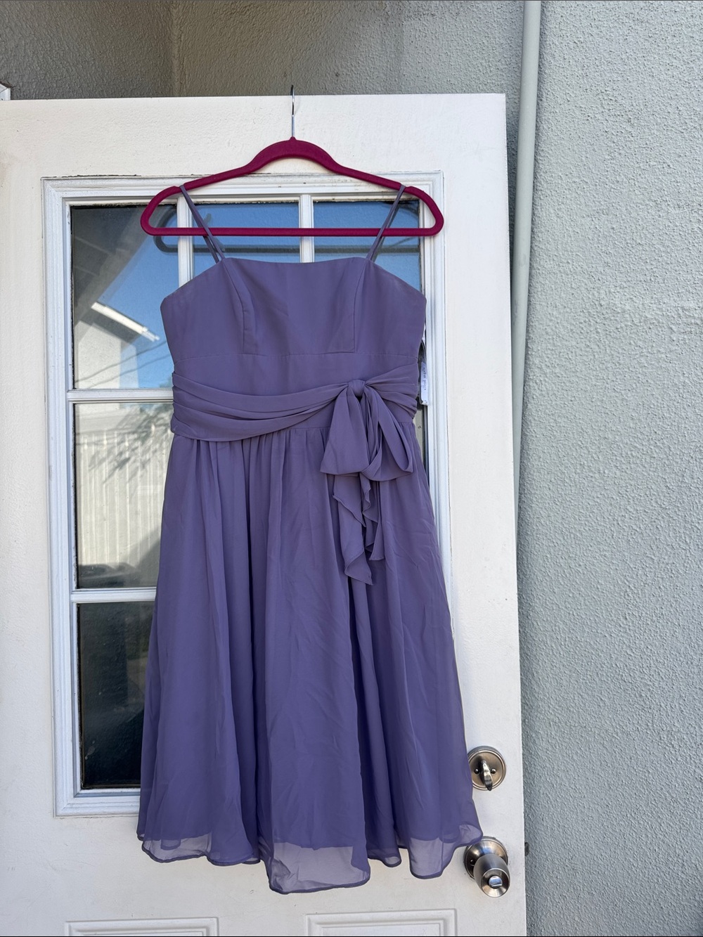 Alfred Angelo Lavender A-Line Chiffon Midi Dress with Bow Waist